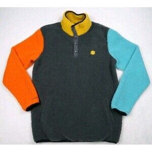 Dutch Bros Coffee Adult Sweater Size Small Gray Color Block Fleece Pullover